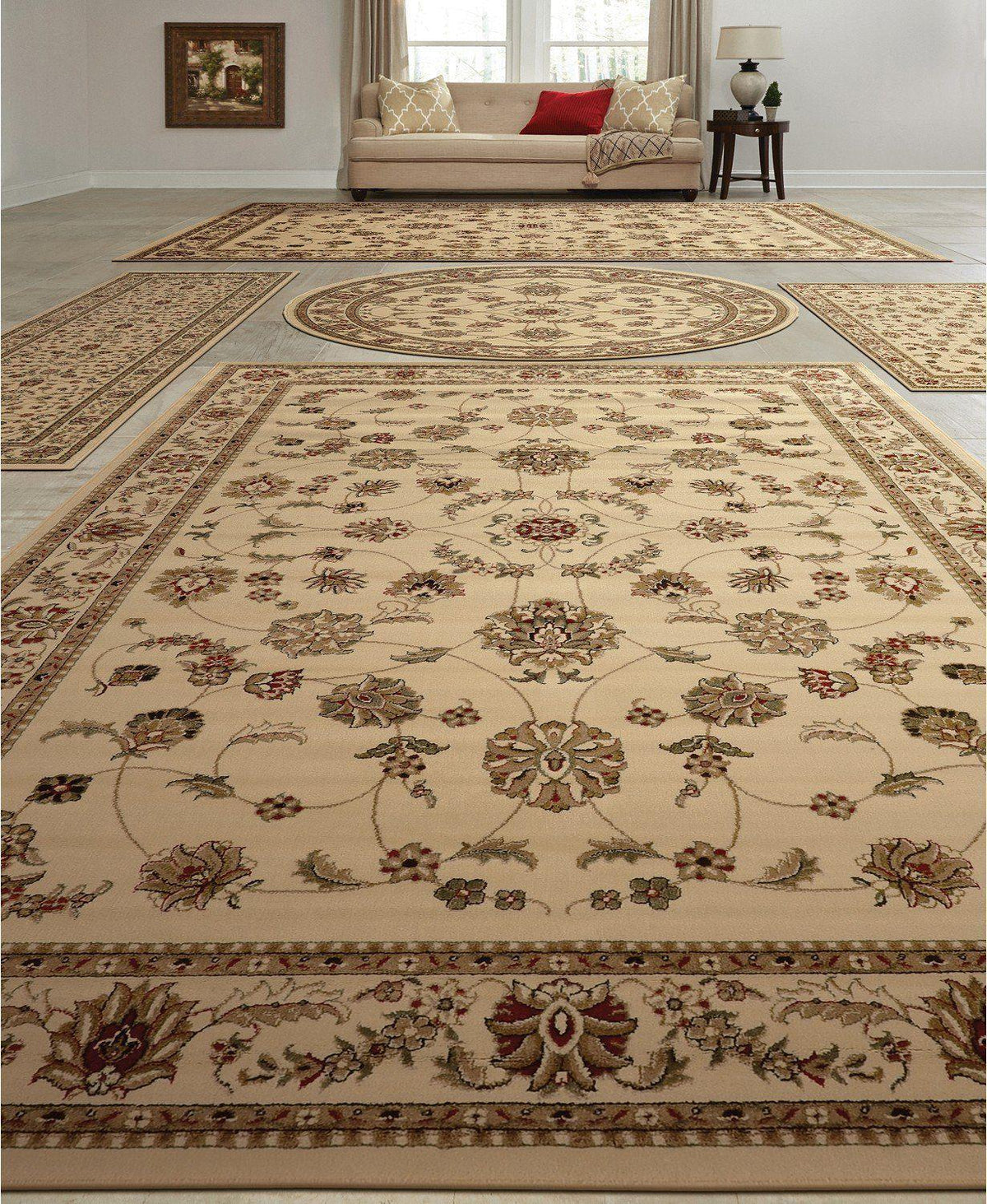 Vienna Isfahan White-Area Rugs-KM Home-5 Piece Set-The Rug Truck