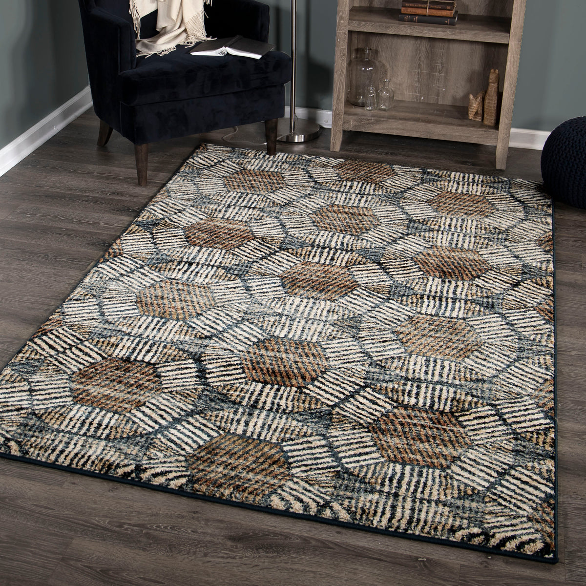 Palmetto Living Adagio Textured Penny Blue Area Rug - 2&#39;2&quot; x 8&#39;