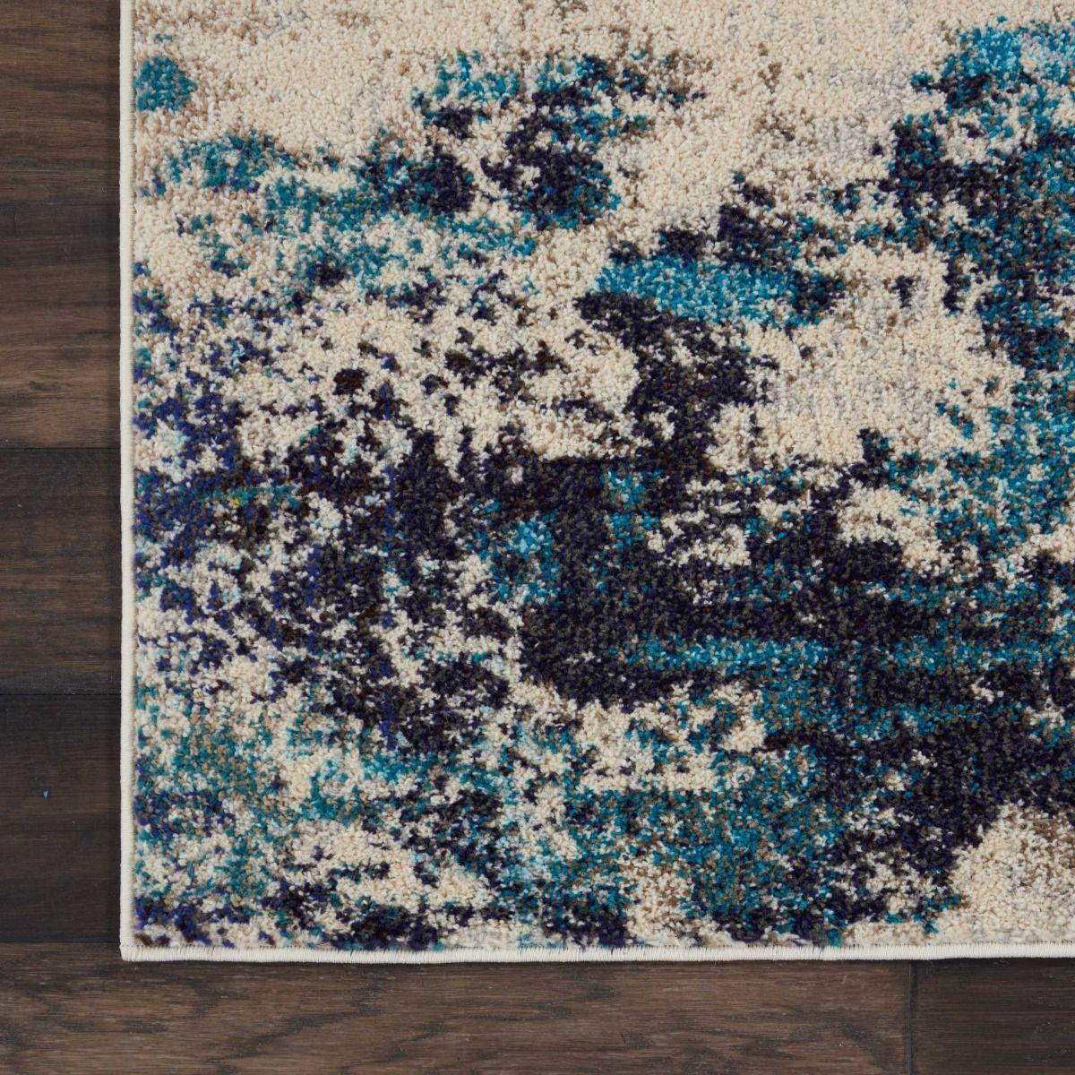 Celestial CES02 Ivory Teal Blue Area Rug-Area Rug-Nourison-The Rug Truck