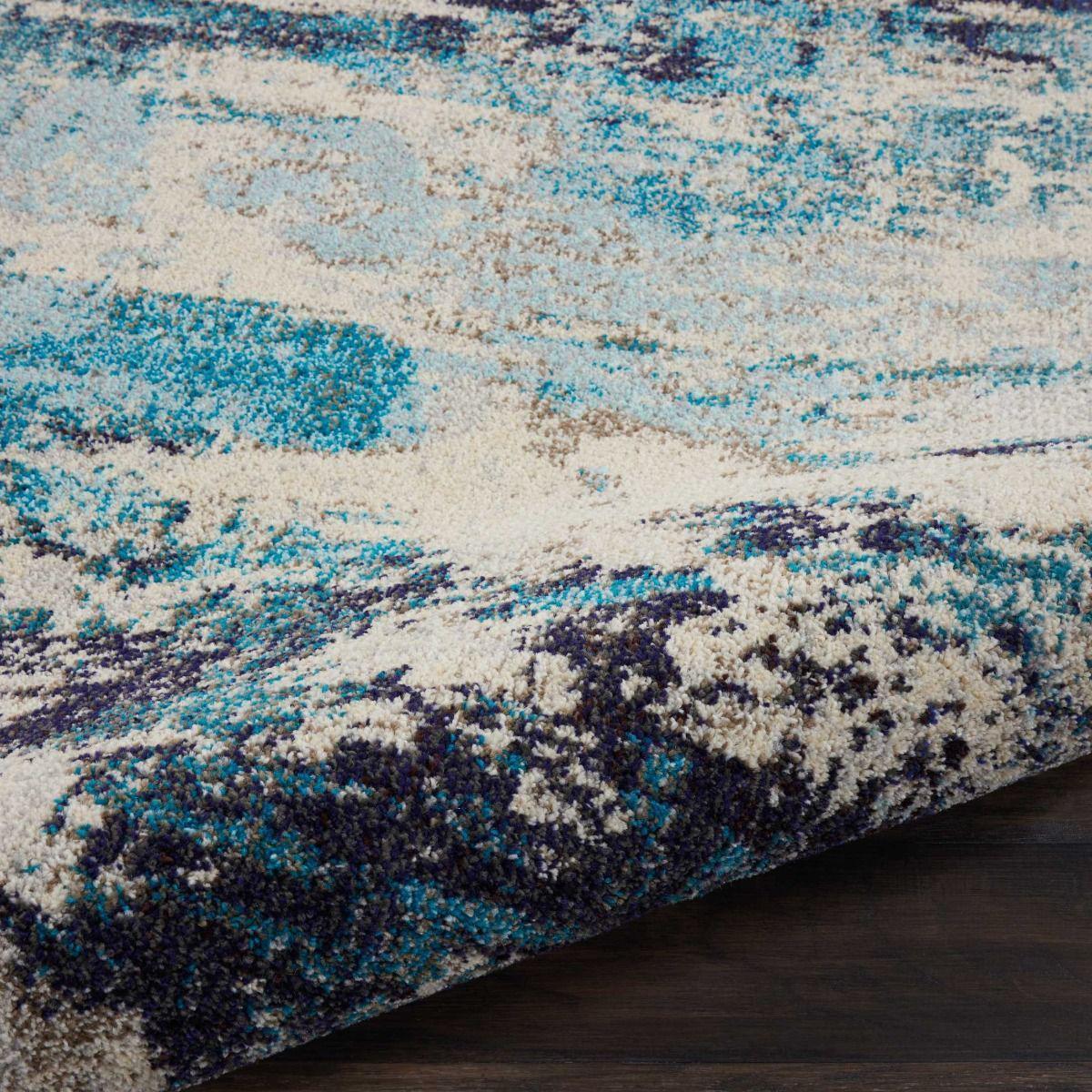 Celestial CES02 Ivory Teal Blue Area Rug-Area Rug-Nourison-The Rug Truck