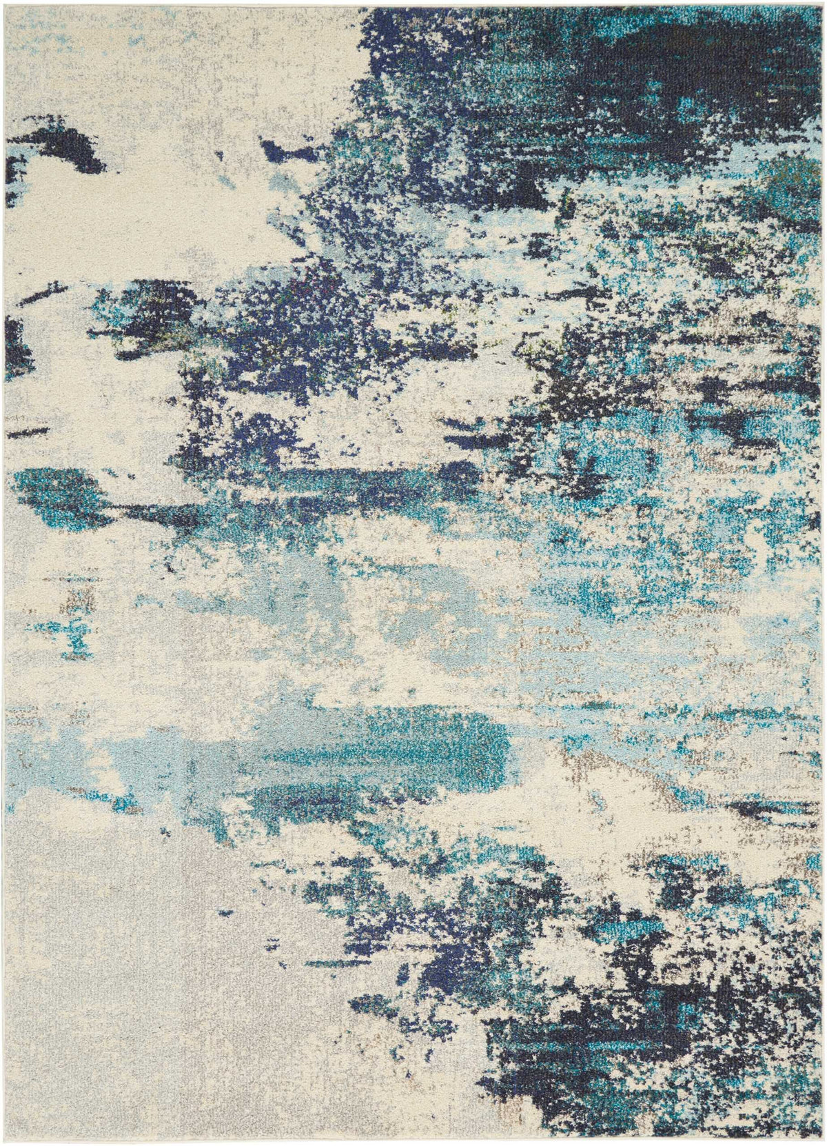 Celestial CES02 Ivory Teal Blue Area Rug-Area Rug-Nourison-The Rug Truck
