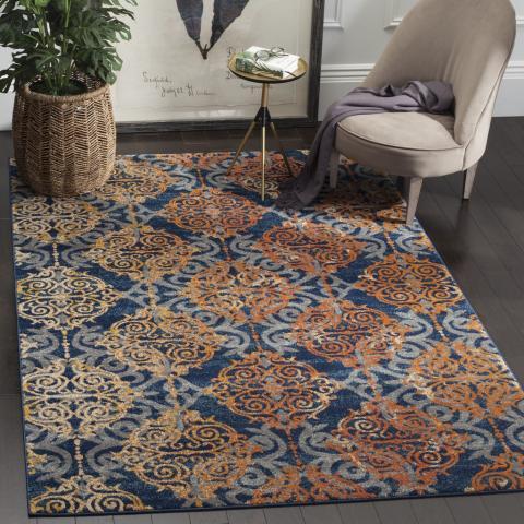 Safavieh Evoke 230 Blue / Orange-Area Rug-Safavieh-The Rug Truck