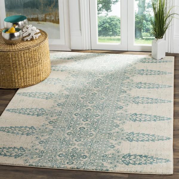Safavieh Evoke 521 Ivory / Teal-Area Rug-Safavieh-The Rug Truck