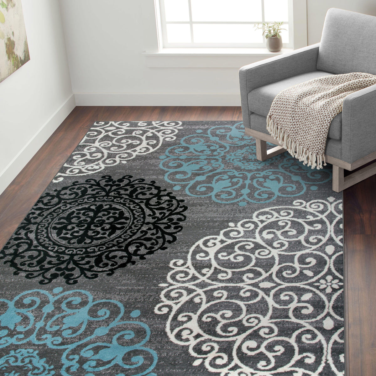 Toscana 303 Gray Area Rug-Area Rug-World Rug Gallery-The Rug Truck