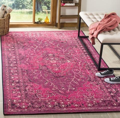 Safavieh Palazzo 128 Fuchsia / Black-Area Rug-Safavieh-The Rug Truck